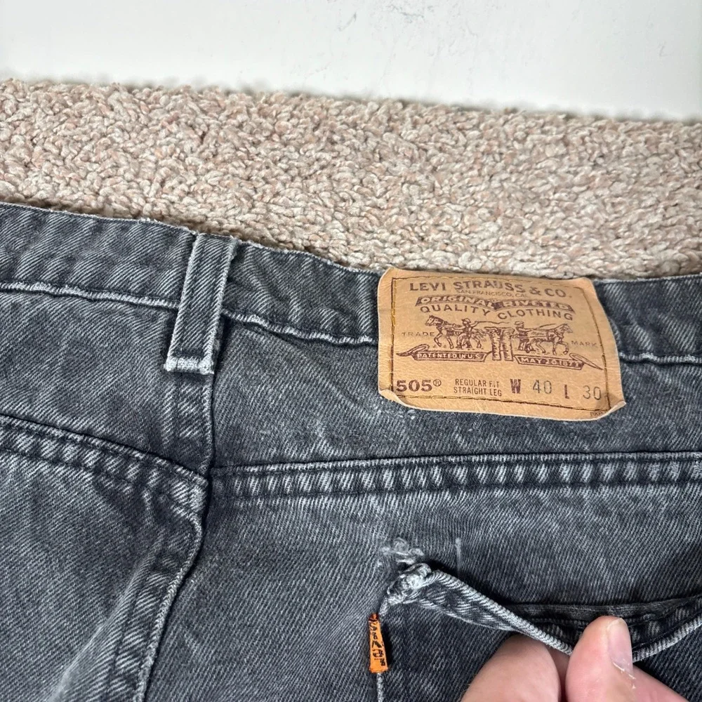 Vintage‎ Levis 505 Orange Tab Jeans Mens 40x30 Faded Black Made in USA 90s